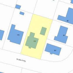 109 Falmouth Rd, Newton MA  02465-1134 plot plan