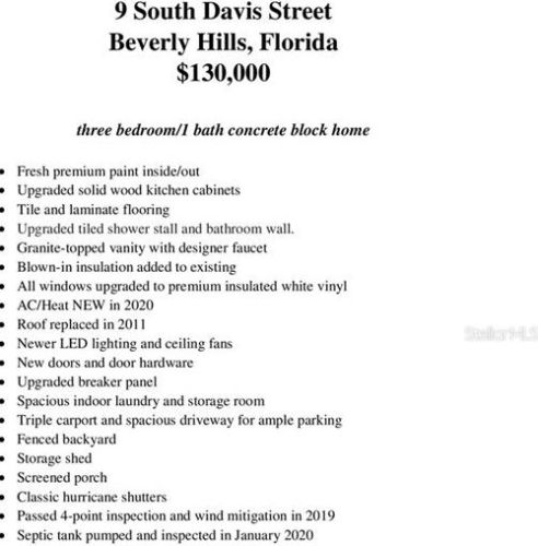 9 Davis St, Beverly Hills FL  34465-3615 exterior