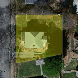 14 Bacon Pl, Newton MA  02464-1004 aerial view