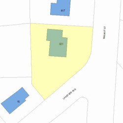 621 Walnut St, Newton MA  02460-2466 plot plan